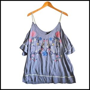 Torrid Embroidered Cold Shoulder Top Floral Blouse Plus Size 3X